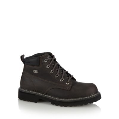 Skechers Big and tall near black 'bully ii' leather work boots